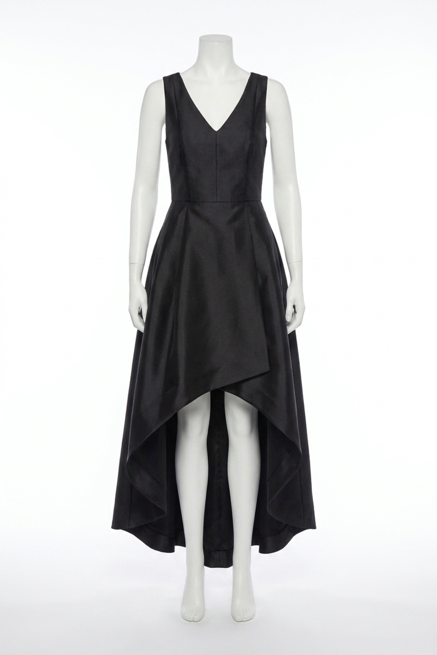 NEW JOSEPH RIBKOFF faux wrap high-low long gown in black